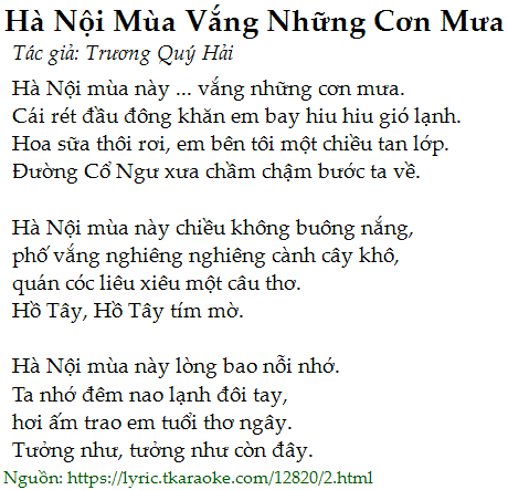 Lời Bài Hát Cẩm Vân Hà Nội Mùa Vắng Những Cơn Mưa Gallery 1
