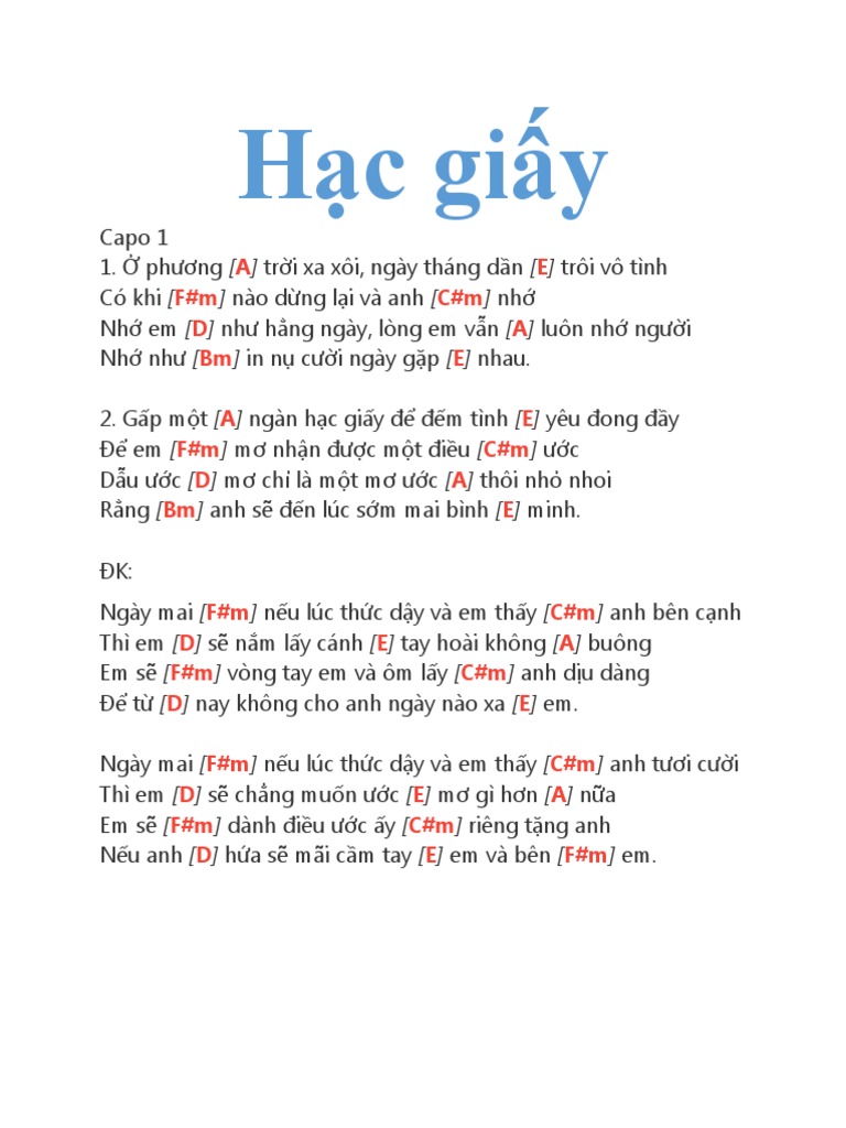 Lời Bài Hát Hạc Giấy Gallery 1