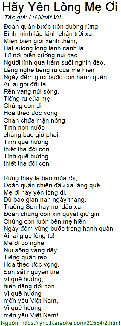 Hãy Yên Lòng Mẹ Ơi - Lời Bài Hát Và Cảm Xúc