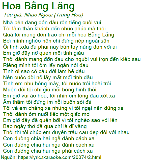Lời Bài Hát Hoa Bằng Lăng