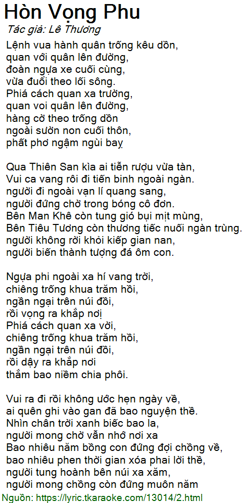 Lời Bài Hát Hòn Vọng Phu 1