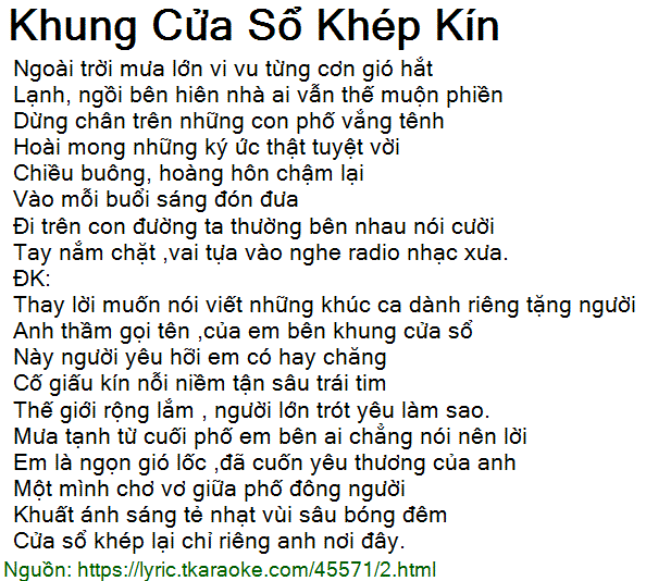 Lời Bài Hát Khung Cửa Sổ Gallery 1