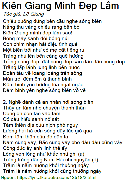Lời Bài Hát Kiên Giang Mình Đẹp Làm Sao Gallery 1
