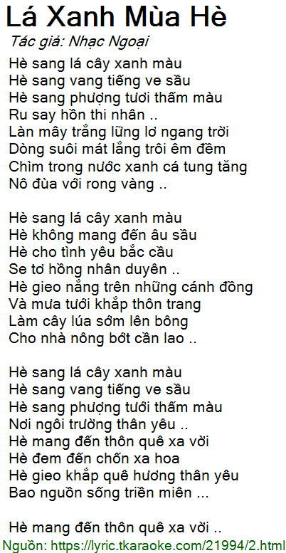 Lời Bài Hát Mùa Hè Xanh - Lam Trường Gallery 2