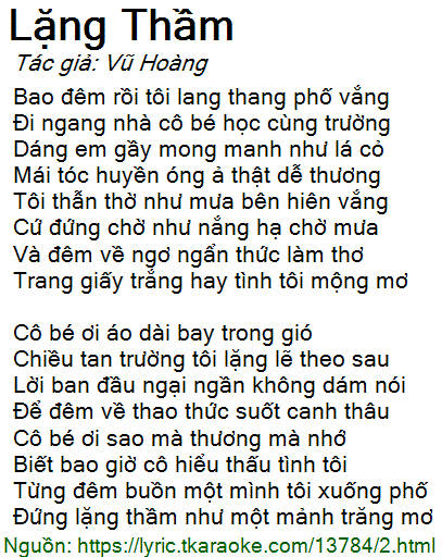 Lời Bài Hát Lặng Thầm