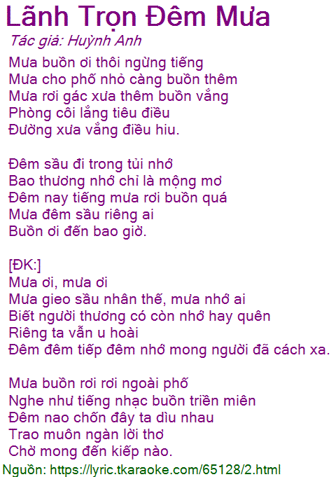 Lạnh Trọn Đêm Mưa - Lời Bài Hát Gallery 2