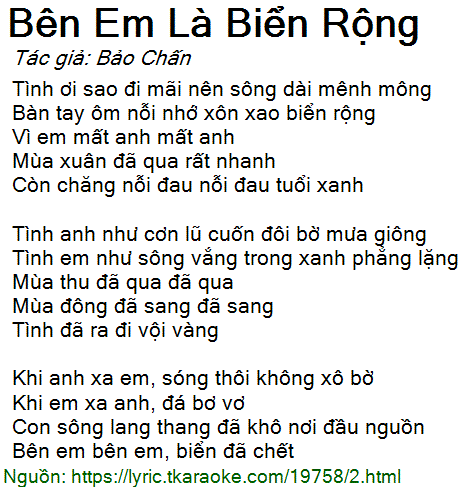 Lời Bài Hát Lệ Quyên - Bên Em Là Biển Rộng
