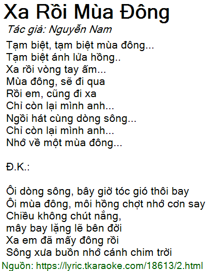 Lời Bài Hát Lệ Quyên Xa Rồi Mùa Đông