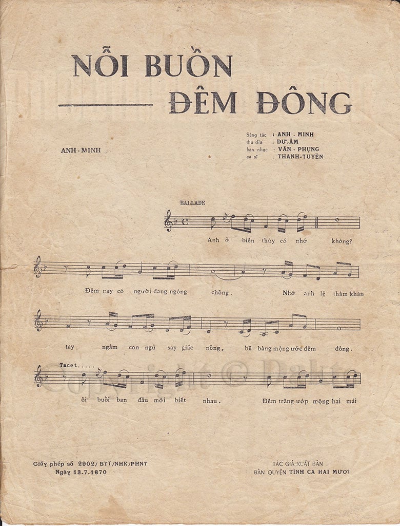 Lời Bài Hát Mai Thiên Vân Nỗi Buồn Đêm Đông Gallery 1