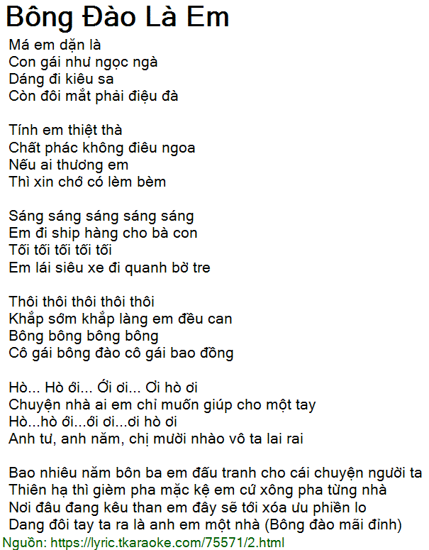 Lời Bài Hát Nguyễn Huỳnh Như Bông Đào Là Em Gallery 1