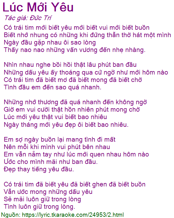 Lời Bài Hát Phương Vy Lúc Mới Yêu Gallery 1