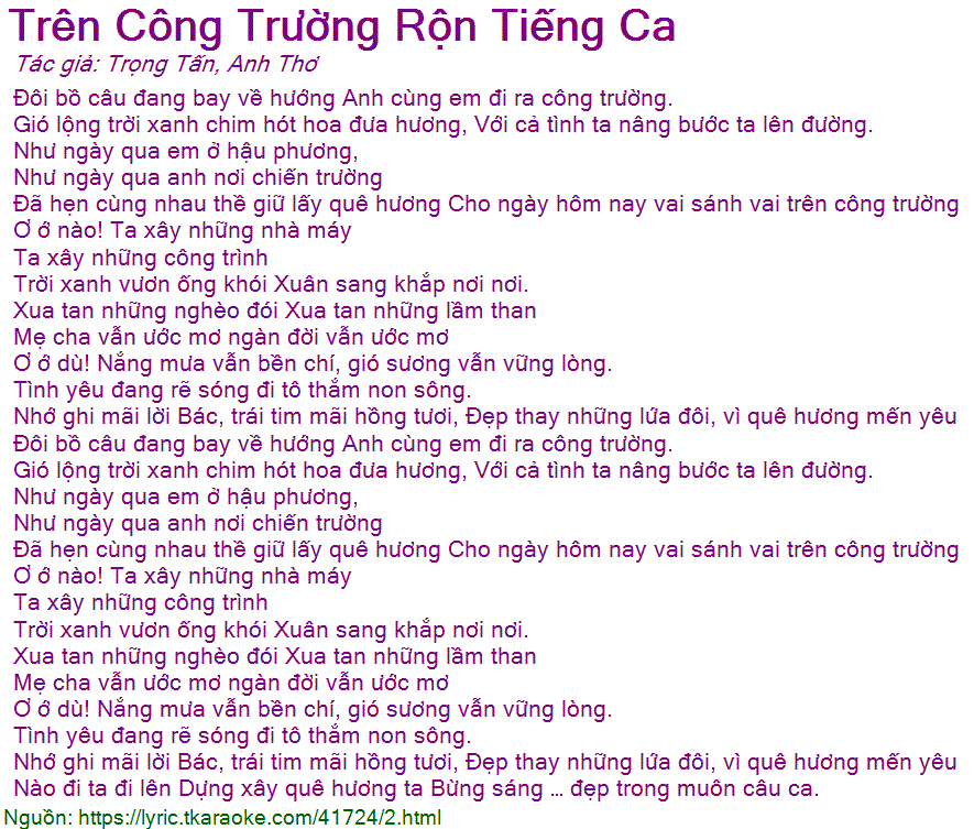 Lời Bài Hát Trong Tan Trên Công Trường Rộn Tiếng Ca Gallery 1