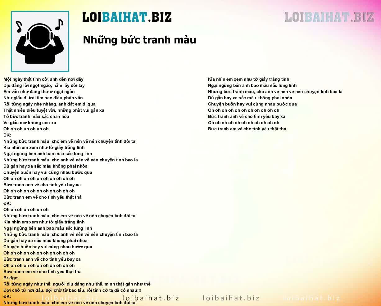 Lời Bài Hát Long Cao Những Bức Tranh Màu Gallery 1