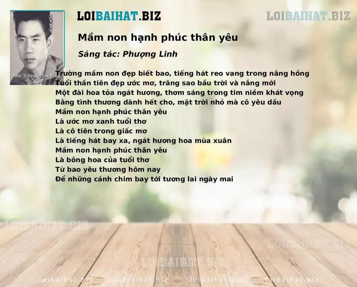 Lời Bài Hát Mầm Non Hạnh Phúc Thân Yêu