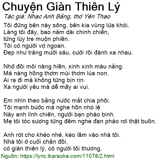 Lời Bài Hát Mạnh Đình Chuyện Giàn Thiên Lý