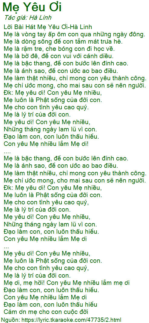 Hát Mẹ Yêu Ơi Gallery 1