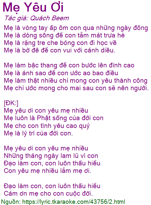 Lời Bài Hát Mẹ Yêu Ơi Gallery 1