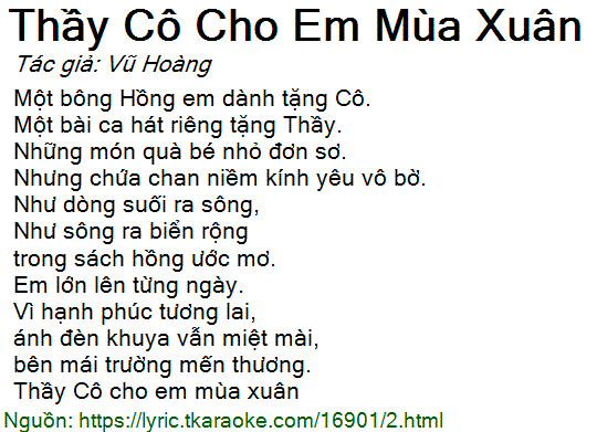 Lời Bài Hát Một Bông Hồng Em Dành Tặng Cô
