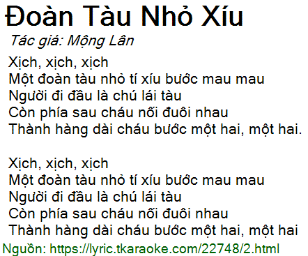 Lời Bài Hát Một Đoàn Tàu Nhỏ Tí Xíu
