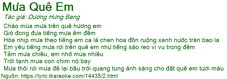 Lời Bài Hát Mưa Trên Quê Hương Gallery 1