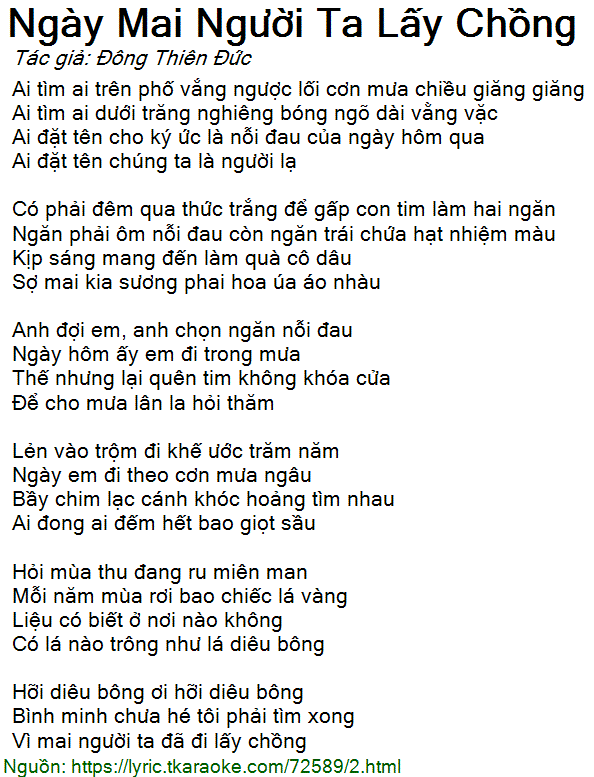 Lời Bài Hát Ngày Mai Người Ta Lấy Chồng Gallery 2