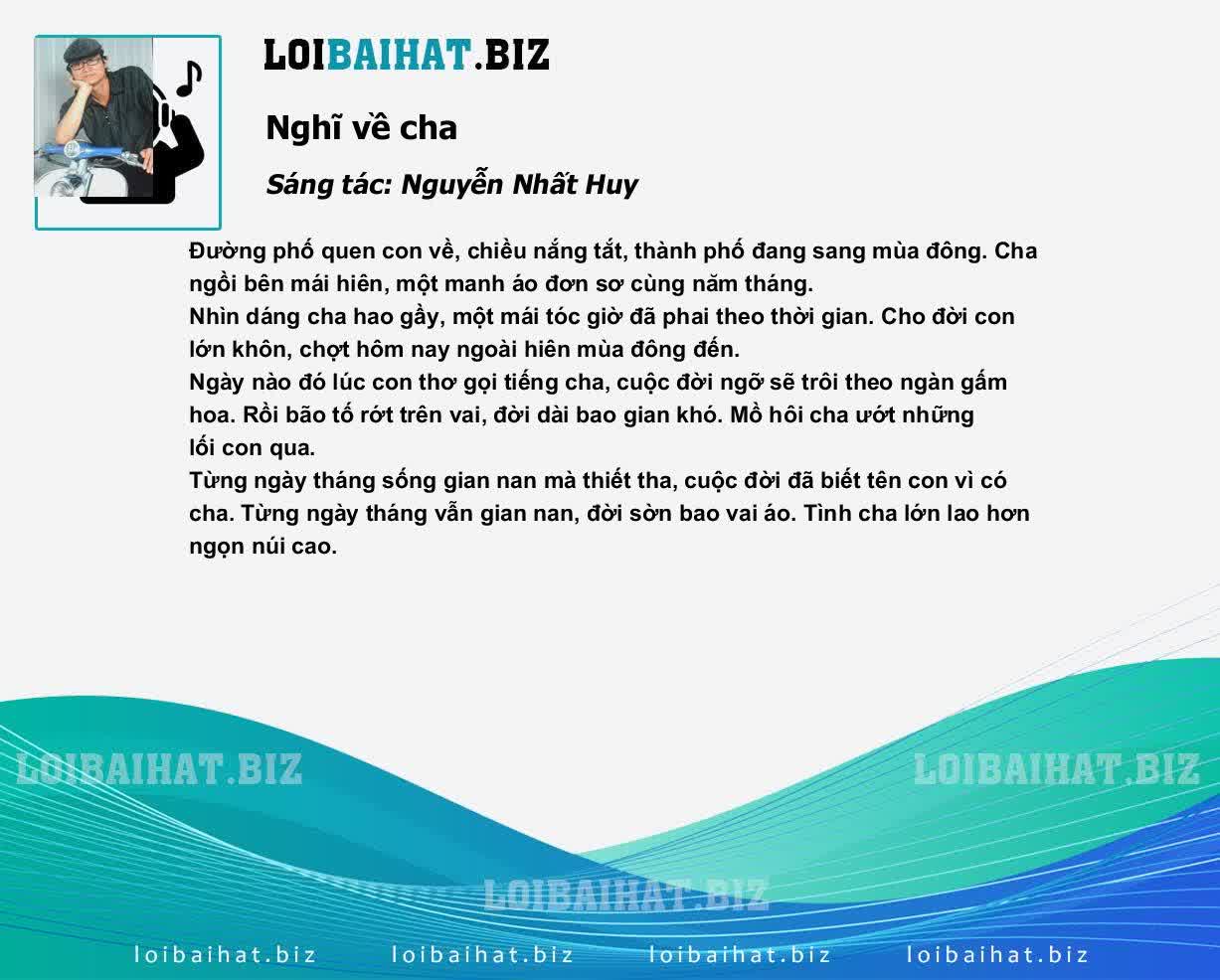 Lời Bài Hát Nghĩ Về Cha