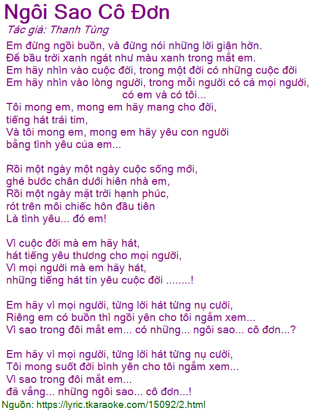 Lời Bài Hát Ngôi Sao Cô Đơn Gallery 1