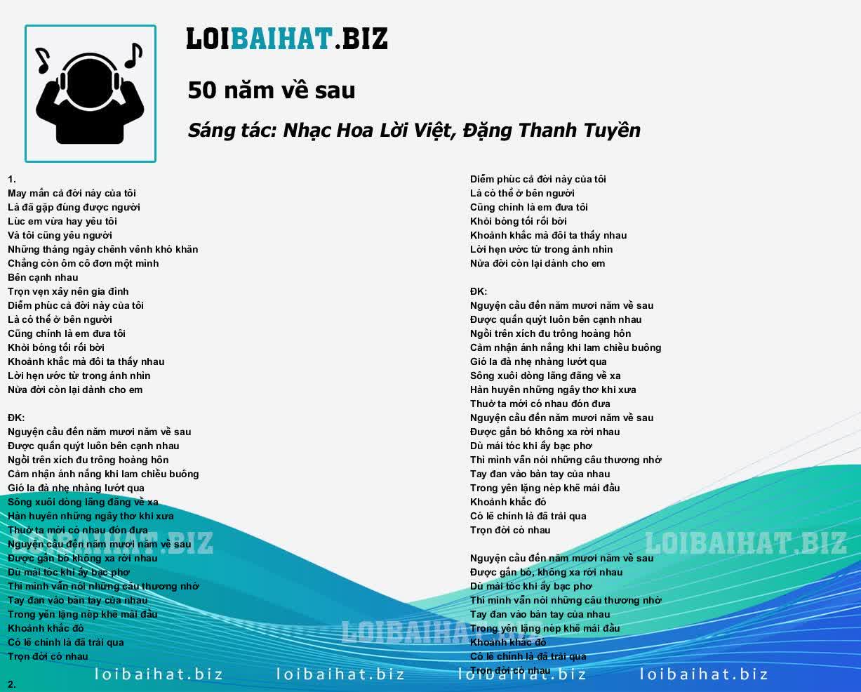 Lời Bài Hát Nguyện Cầu Đến 50 Năm Về Sau Gallery 1