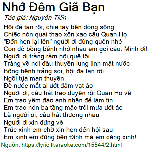 Lời Bài Hát Nhớ Đêm Giã Bạn
