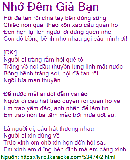 Lời Bài Hát Nhớ Đêm Giã Bạn Gallery 1