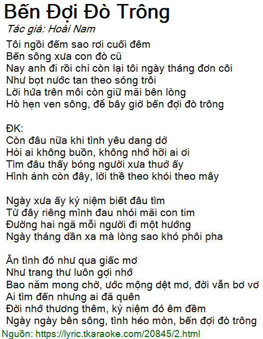 Như Bến Đợi Đò Lời Bài Hát Gallery 1