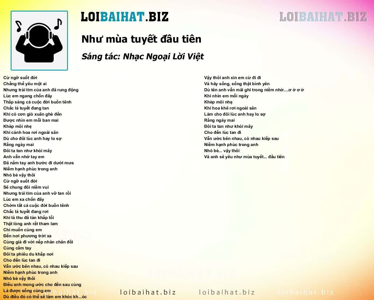 Lời Bài Hát Văn Mai Hương Như Mùa Tuyết Đầu Tiên Gallery 1