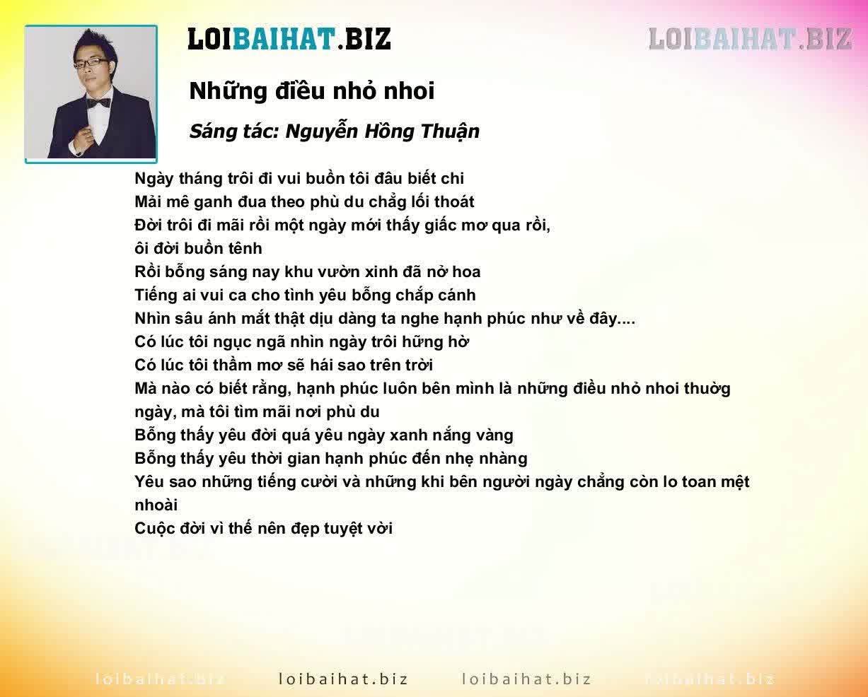 Lời Bài Hát Những Điều Nhỏ Nhoi Gallery 1
