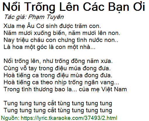 Lời Bài Hát Nổi Trống Lên Các Bạn Ơi