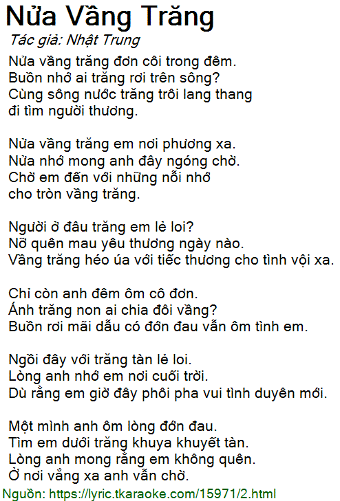 Lời Bài Hát Nửa Vầng Trăng