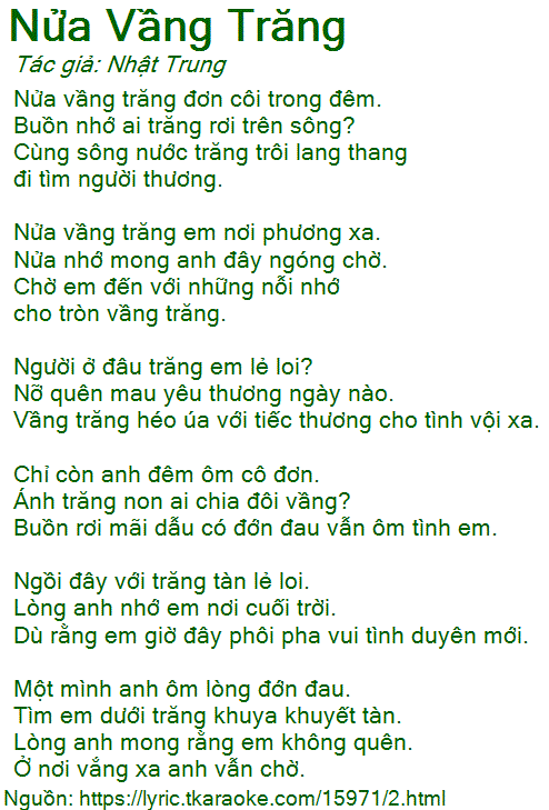 Lời Bài Hát Nửa Vầng Trăng Gallery 1