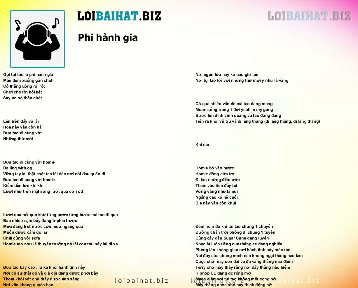 Lyric Phi Hành Gia Gallery 1