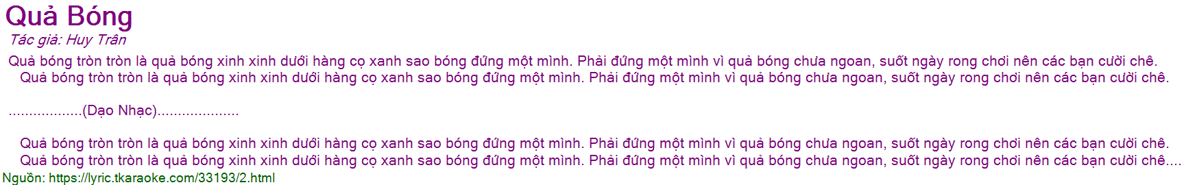 Lời Bài Hát Quả Bóng Tròn Tròn Gallery 1