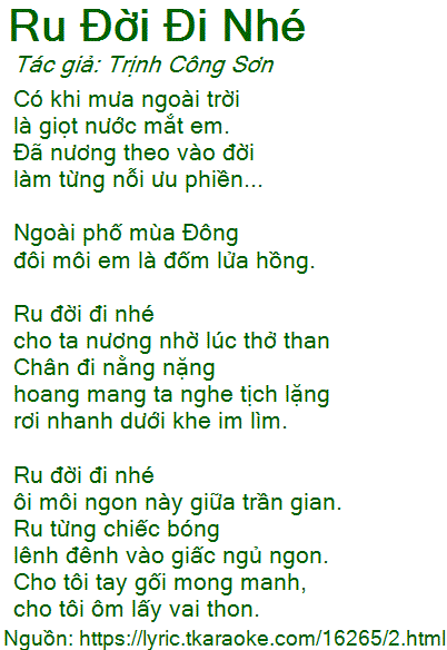 Lời Bài Hát Ru Đời Đi Nhé