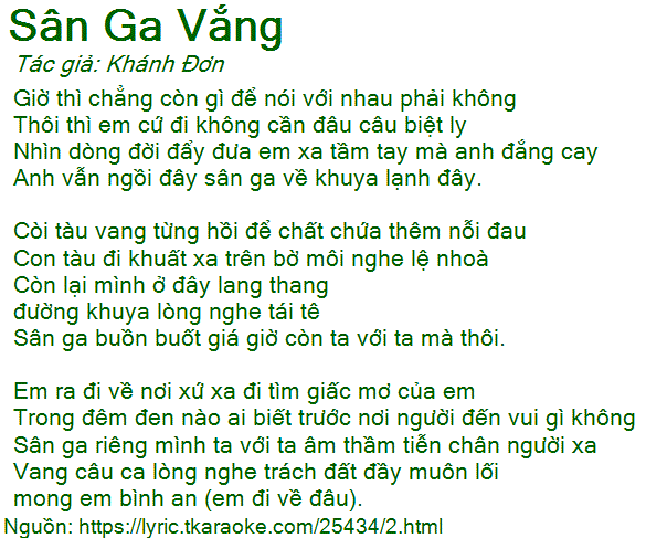 Lời Bài Hát Sân Ga Vắng Con Tàu Gallery 1