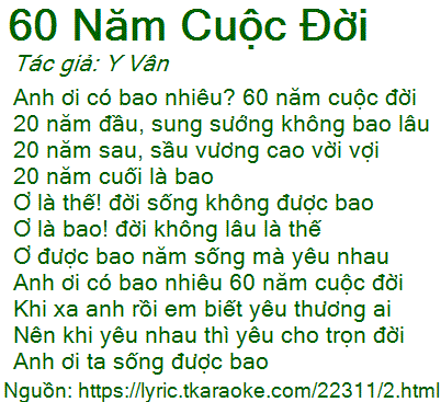 Lời Bài Hát Sáu Mươi Năm Cuộc Đời
