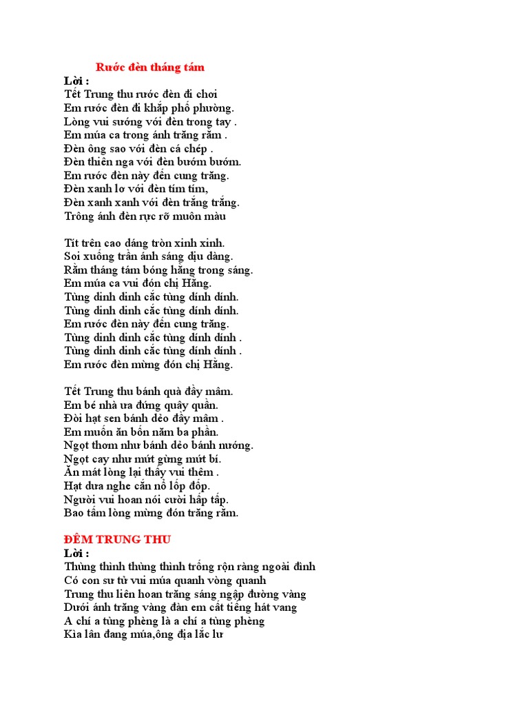 Lời Bài Hát Tết Trung Thu Rước Đèn Đi Chơi Gallery 2
