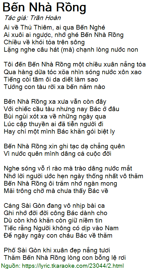 Lời Bài Hát Thăm Bến Nhà Rồng Gallery 1