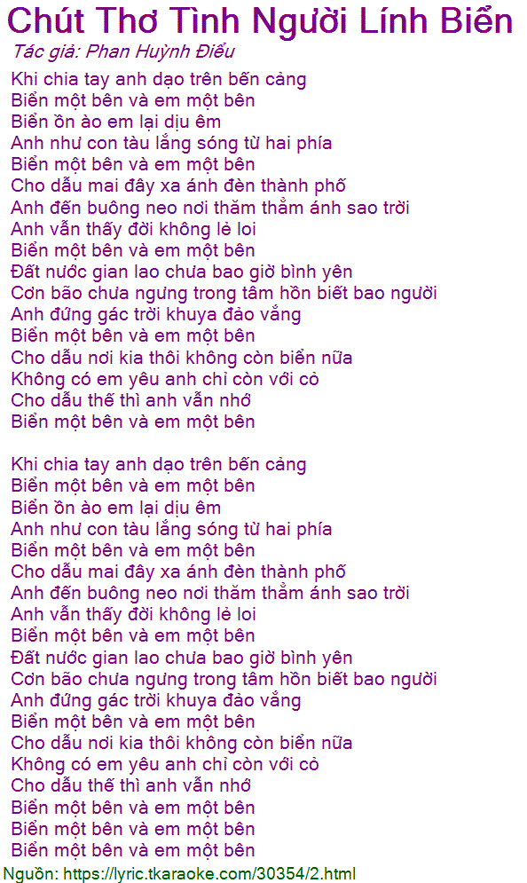 Lời Bài Hát Trọng Tấn Thơ Tình Lính Biển Gallery 1
