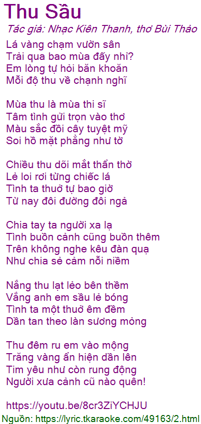 Lời Bài Hát Thu Sầu Gallery 2