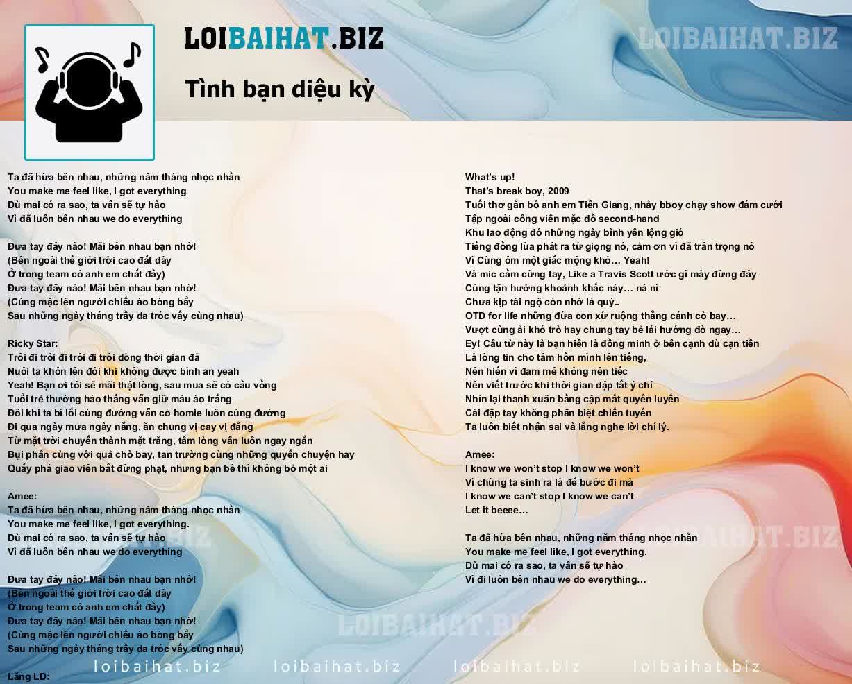 Lời Bài Hát Tình Bạn Diệu Kỳ Gallery 1
