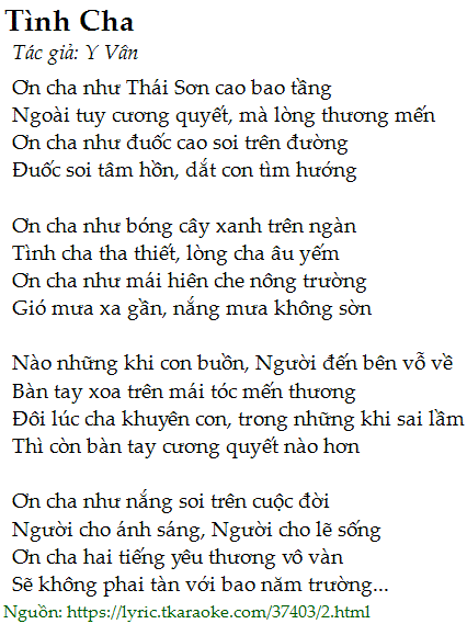 Lời Bài Hát Tình Cha Gallery 1