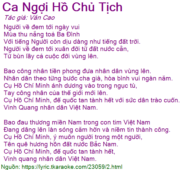 Lời Bài Hát Trong Tan Ca Ngợi Hồ Chủ Tịch Gallery 2