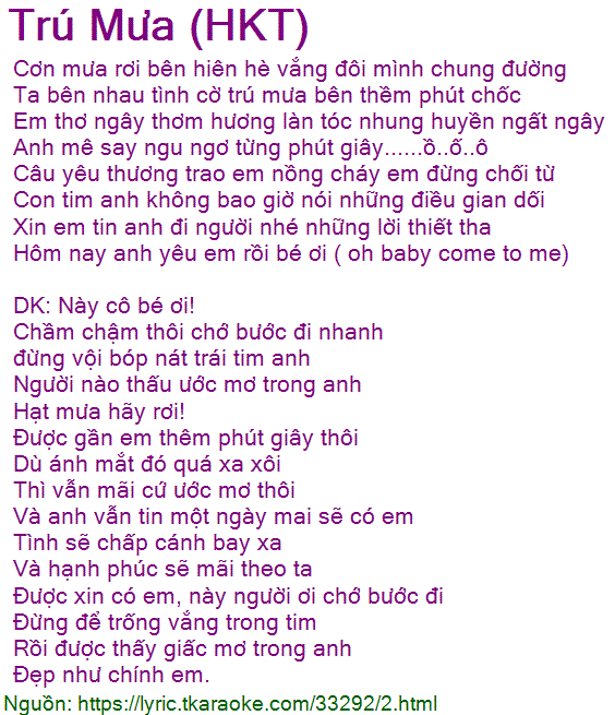 Lời Bài Hát Trú Mưa Gallery 1