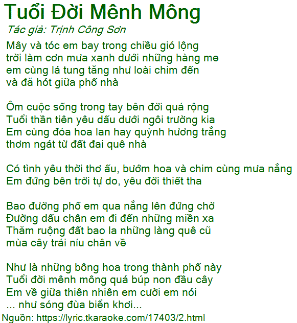 Lời Bài Hát Tuổi Đời Mênh Mông Gallery 1